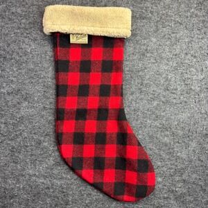 Vintage Woolrich Christmas Stocking Red Buffalo Plaid Wool Made in USA